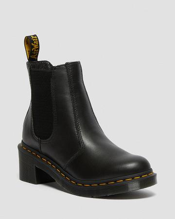 Botines Dr Martens Cadence Cuero Tacón Mujer Negros | MX 715MQZ